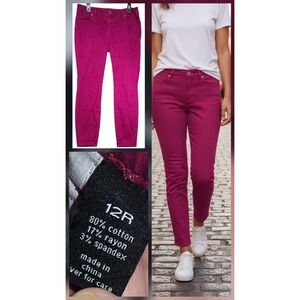 The Limited Denim Magenta Fuchsia Mid Legging Ankle Jeans 678 Size 12 R 34x29